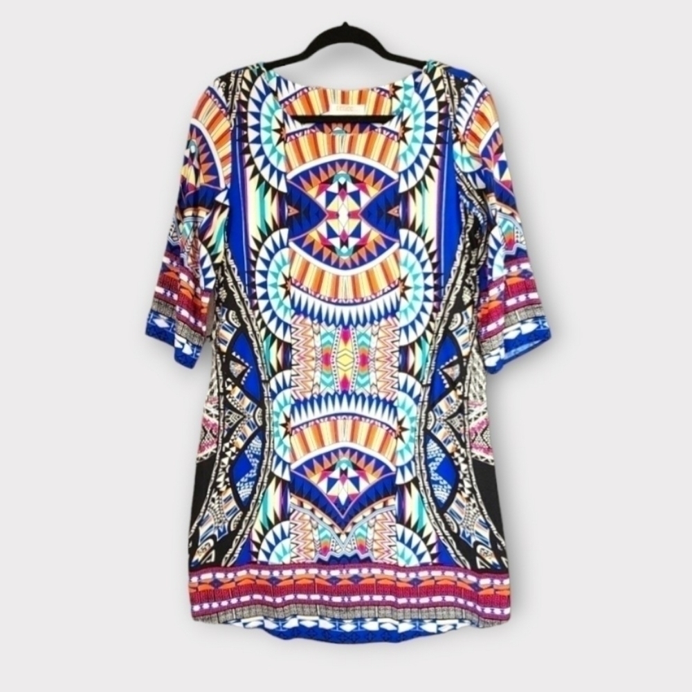 Renee C Colorful Geometric Pattern Dress